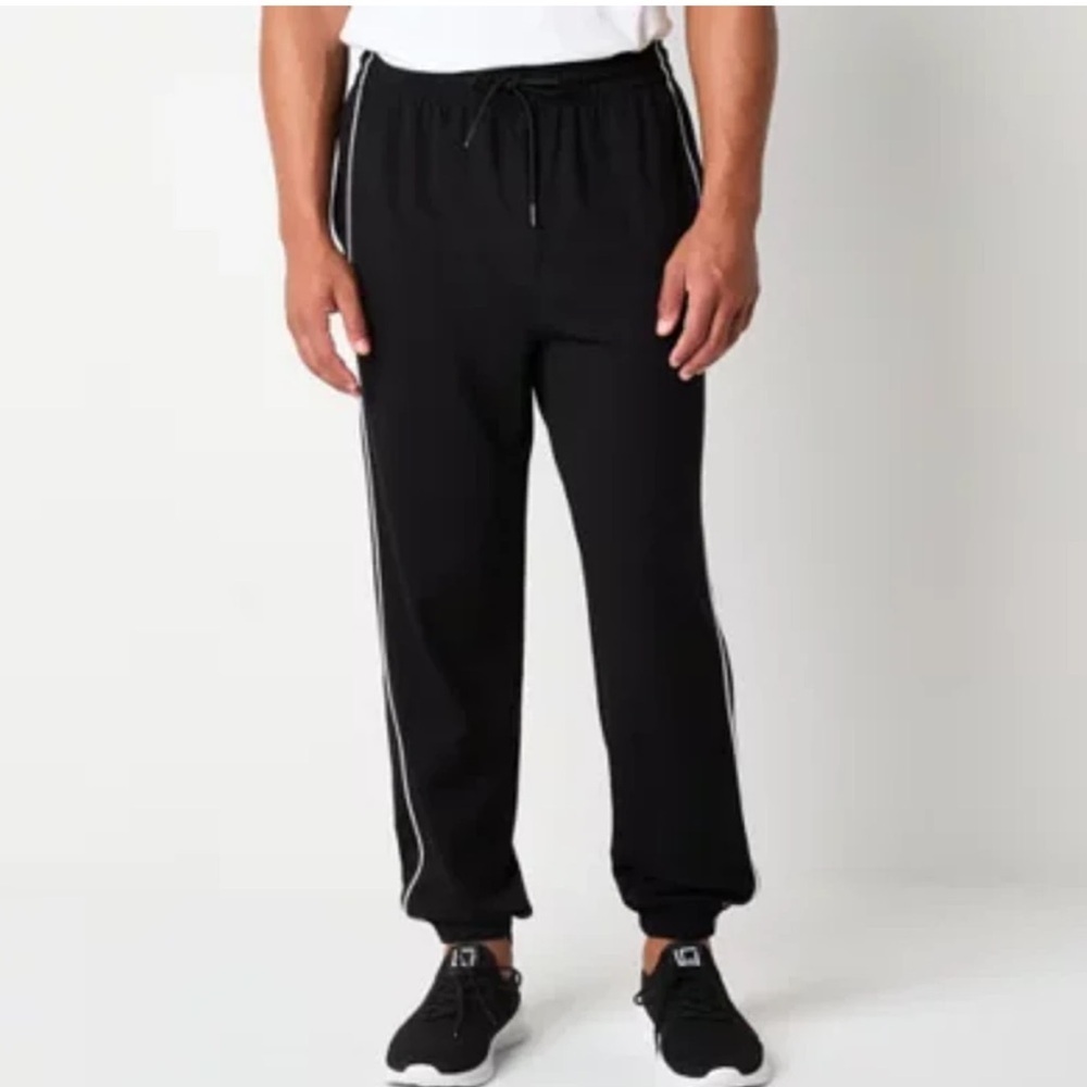 Xersion Relaxed Fit Black Pants with White Piping Sz XL